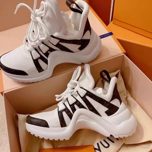 Louis Vuitton White and Brown Women’s Fashion Sneakers